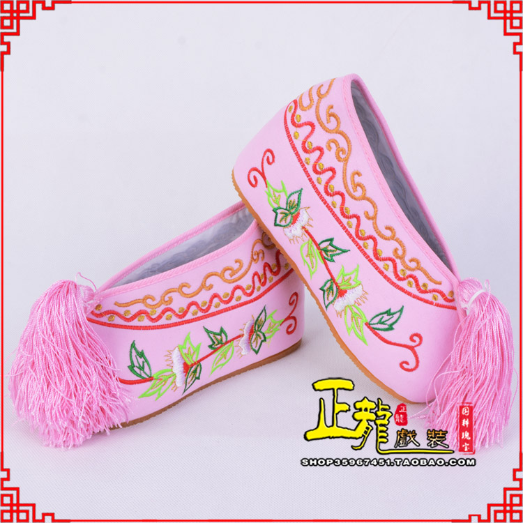 汤旺河花旦鞋女绣花彩鞋 舒适款草花内高彩鞋